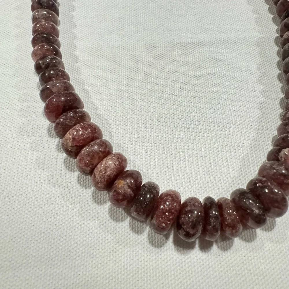 Strawberry Quartz rondelle beads necklace - Picture 1 of 5